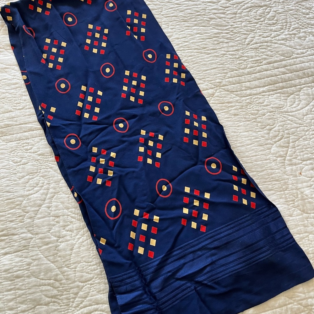 Royal Blue Vintage Geometric Patterned Scarf